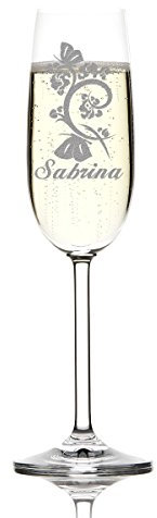 polar-effekt Bicchiere da Champagne con Incisione Unica - per Spumante, Champagne e Prosecco - Idea Regalo Personalizzata