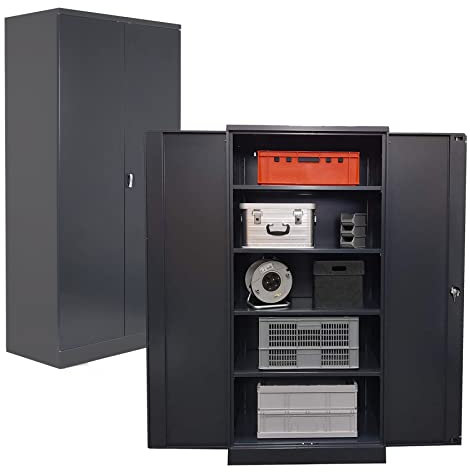 Schrank & Stuhl 2 Werkstattschränke XL Schwerlastschränke 195 x 92 x 50 cm (HxBxT) ANTHRAZIT