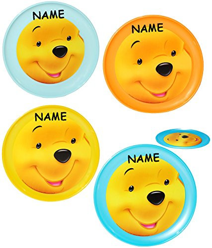 alles-meine.de GmbH 2 Stück Teller - Kinderteller - Winnie The Puuh - Bunte Farben - incl. Name - Ø 20 cm - aus Kunststoff Plastik - FLACH - Speiseteller/Plastikteller - ..