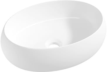 Eridanus Serie MALIE-S, Lavabo di Ceramica Bianco Lusso Lavandino Lavello Lavamano Lavabo da Appoggio Tondo Ovale Bacinella Lavandino Lavello per Bagno Casa Bidet Lavabo