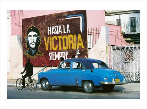 empireposter Pérousse, Bruno - Cardenas, Cuba - Kunstdruck Foto Kuba Auto Che Guevara Graffiti Havanna - 80x60 cm + 2 St Posterleisten Alu 93,5 cm