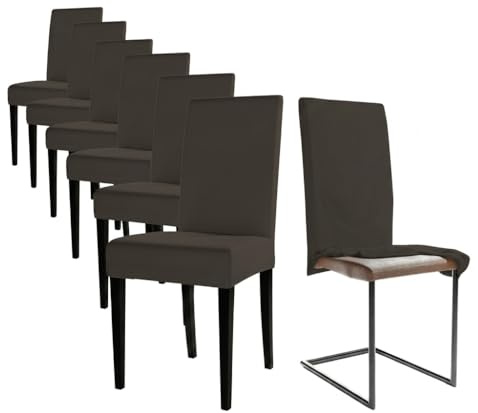 Staboos Stuhlhussen 6er Set Schwingstühle, Stretch Stuhlbezug Dunkelbraun | Chair Cover & Stuhlüberzieher, 96% Baumwolle, Öko-Tex 100, waschbar – für Esszimmer, Küche, Feste, Hochzeit & Gastronomie