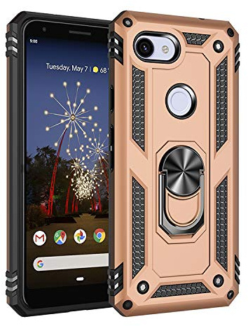 BestST Handyhülle für Google Pixel 3A 2019 Premium Hart PC 360 Grad Hülle + Displayschutz,360°drehbarer Smartphone Fingerhalter Case Weiche Silikon TPU Hart PC Hülle für Google Pixel 3A
