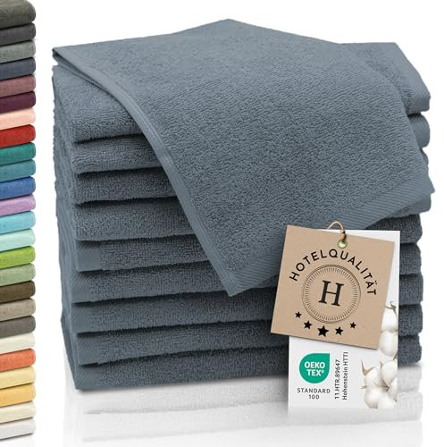 ZOLLNER 10er Set Gästehandtücher - weiche und saugstarke Handtücher - waschbar bis 95°C - Baumwolle - 30x50 cm in grau