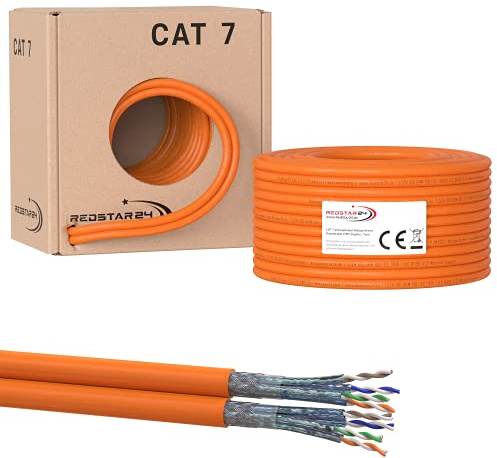 CAT7 Duplex Kabel 100m Verlegekabel Netzwerkkabel CAT 7 Twin LAN Installationskabel SFTP PIMF Netzwerk Ethernet Verkabelung Datenkabel Gigabit Kupfer Ethernet AWG23/1 (100m Abrollbox, Cat 7 Duplex)