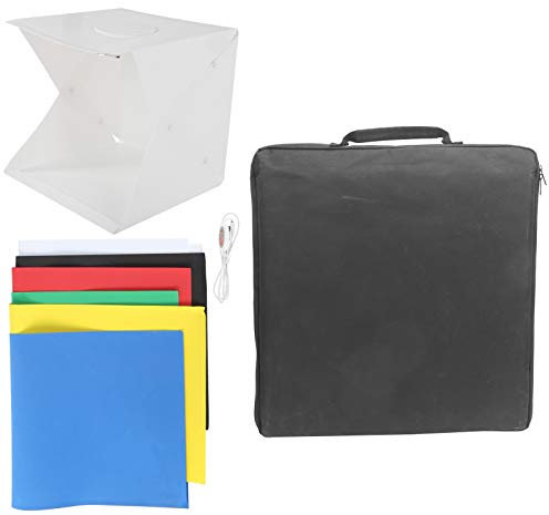 Photography Light Box, 40cm/15.7in Folding Portable Soft Light Tent Kit with 6 Color Backdrops, 10 Levels Brightness, 140pcs Lamp Chips, for Small jewelry, Products