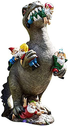 ASSDITED Dinosaur Eating Gnomes Garden Ornament, Funny Lifelike Animal Statue,Best Art Decor for Indoor Outdoor Home Office