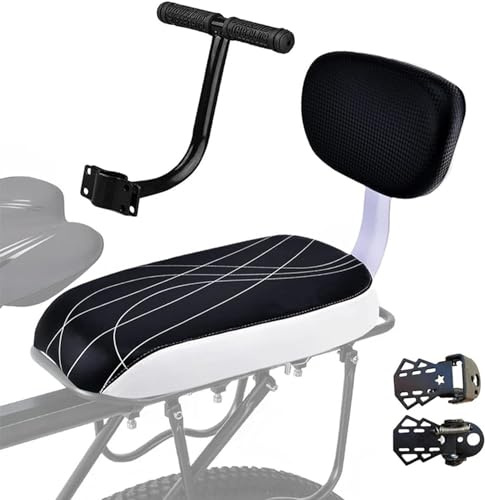 Fahrradrücksitz,Fahrrad-Rücksitzkissen,PU Leder Fahrrad Hinten Sitz Kissen,Sicherheit Fahrrad-Zubehör für Outdoor,Fahrrad-Rücksitzgriff Fußstütze Set Kann für Erwachsene (D)