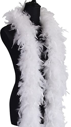 wangruida 1,8 m 90 g weiß Chandelle Boa Truthahnfedern. für Tanzen Hochzeit Basteln Party Kostüm Dekoration