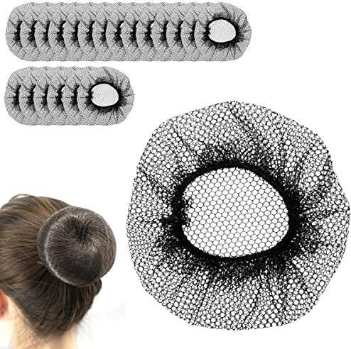 KYSUN 20 Pezzi Retina per Capelli,Reti per Capelli Nero,Chignon per Capelli,Retine per Capelli Invisibili Elastico Bordo Maglia per Balletto, Danza, Infermiera e Così via - Nero