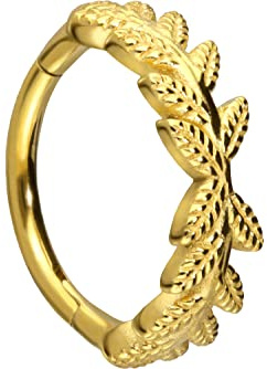 PIERCINGLINE Segmentring Clicker Chirurgenstahl | BLÄTTERKRANZ | Piercing Ohr Helix Conch | Farb & Größenauswahl
