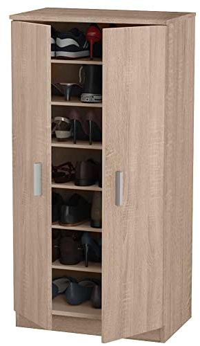 BAKAJI Mobile Scarpiera Portascarpe Ingresso Casa con 7 Ripiani Porta Scarpe Chiusura 2 Ante Struttura in Legno Armadio Mobiletto Ausiliario Multiuso Dimensione 108 x 55 x 36 cm (Quercia)