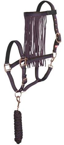 Imperial Riding Juego de Cabestro con Punto de Atar y Flecos – Cabestro de Nailon Resistente con Hebilla, Cierre de y Gancho a presión, cómodo y fácil de Limpiar, Multi Burdeos, Completo