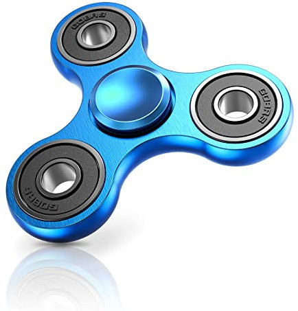 Coolden Fidget Spinner Metall Fidget Toys EDC Hand Spinner Hochwertig Schleuderzeit 2-5 Min Angst Anti Stress Spielzeug Geschenk für Kinder Erwachsene Edelstahl Finger Kreisel für Büro Schule Blau