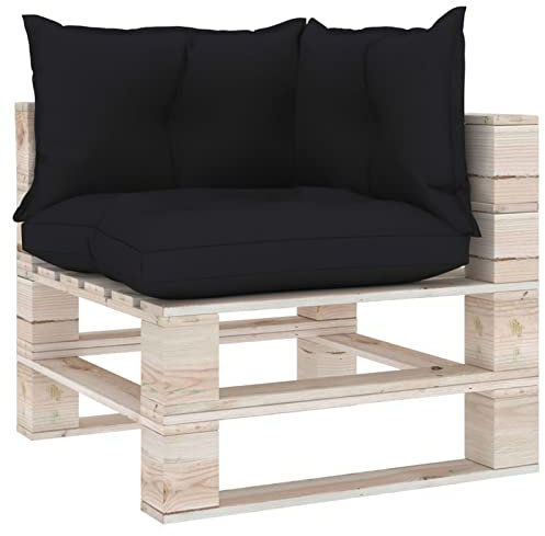 Mogou Palettensofa-Auflagen 3 STK Palettenkissen Outdoor, Europaletten Sitzkissen Outdoor, Paletten Rückenkissen, Palettensitzkissen, Schwarz Stoff