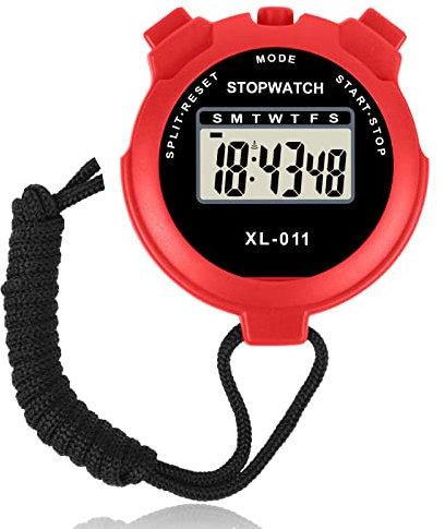 Vicloon Digital Cronómetro, Cronómetro Reloj, Cronómetro Deportivo con Pantalla Grande, Calendario de Reloj de 12/24 Horas, Alarma, Cronómetro Digital para Fútbol, Correr, Natación, Fitness(Rojo)