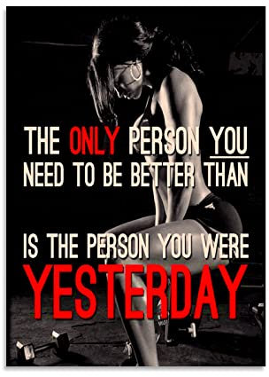 REYTOL Fitnessstudio Girl Fitness Inspirierende Zitate Poster Hantel Übung Leinwand Wand Bilder Frauen Schlafzimmer Fitnessraum Dekor Fitness Sport Gemälde Geschenk （Kein Rahmen）