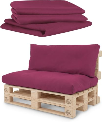 normani Bezüge für Palettenkissen - für 2-teilige und 3-teilige Palettenpolster - wasserabweisendes oder wasserdichtes Material verfügbar Wasserdicht Brombeere 2-Teilig 80 cm × 120 cm + 42 cm × 60 cm