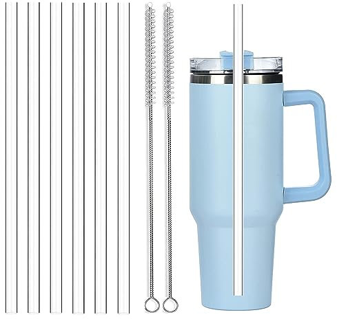 ALINK 6 Stück wiederverwendbare Klare Hartplastik Strohhalme，transparente Ersatz Trinkhalme für 40/30 Unzen Glas und Becher, 31cm extra lange wiederverwendbare Stanley Strohhalme (klare Farben)