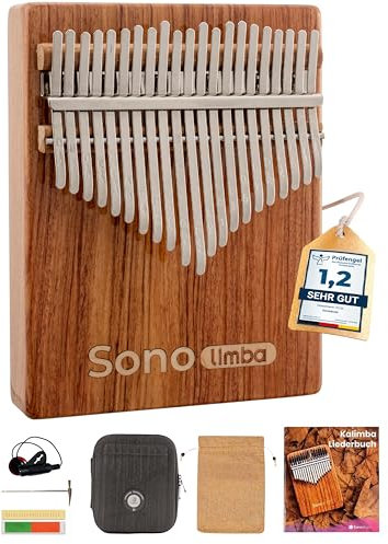 Sonolimba Kalimba mit 21 Tasten - Daumenklavier aus hochwertigem Akazienholz - Finger Thumb inkl. Schutztasche, gratis Liederbuch und Stimmhammer - Marimbaphone (Geeignet für alle Altersgruppen)