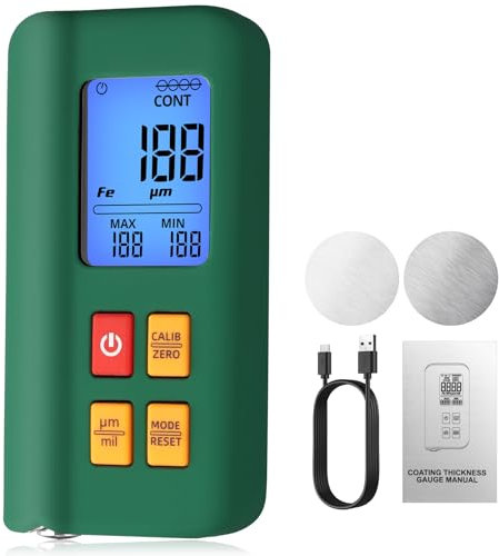 EYPINS Lackmessgerät Auto, Schichtdickenmessgerät Messbereich 0 bis 1500um, Lackschichtdickenmessgerät Auto-Identifizierung Fe/NFe, 2 Messmodi, mit Digitale LCD-Anzeige für Autolacktester