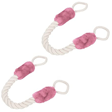 4 x Türkordel, Türstopper Klinke, 60 cm lang, Klemmschutz für Kinder & Tiere, Tür Seil maritim, Türschlaufe, Creme/rosa
