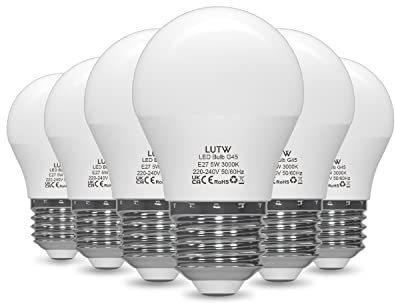LUTW Lampadine LED E27 Luce Calda, G45 5W (Equivalenti a 40w), Lampadina LED E27 3000K, 480 Lumen Risparomio Energetico Non Dimmerablie Nessun Sfarfallio, Pacco da 6