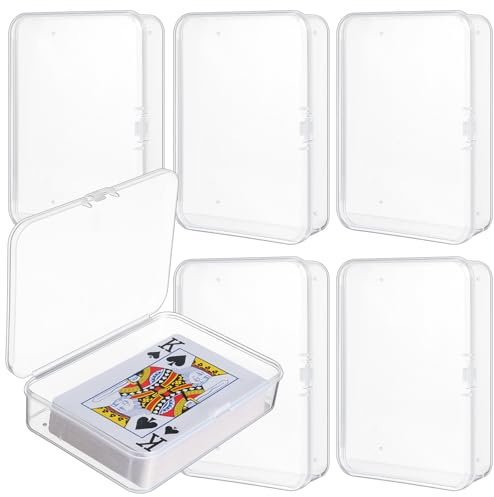 TSIS MHUO 6 PCS Playing Card Case Clear Acrylic Storage Holder for Game Cards, Beads, Craft Items, Coins, Jewelry & Small Accessories