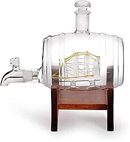 Set da vino con decanter for whisky e barile di decanter, dispenser for liquori da 1000 ml, decanter for liquori con strumenti da bar for nave