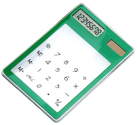 Emoshayoga Calculatrice solaire à énergie solaire, calculatrice à écran tactile LCD à 8 chiffres, calculatrice transparente, portable pour bureau, école, maison, vert