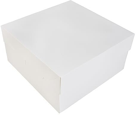BrandNewCake® Caja para Tartas - 30x30x15 cm - Pack de 50 - Cartón Blanco Resistente - Ideal para Repostería
