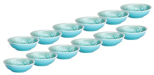 BUTLERS 12er-Set Dipschalen Steinzeug - SUMATRA - spülmaschinenfest | Farbe Türkis - 60 ml - Schälchen für Saucen & Dips - Tapas-Schälchen für Oliven & Antipasti