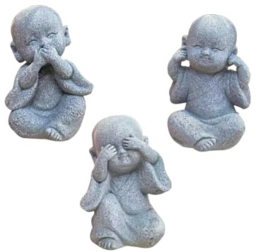 YAIUNHIQ Mönch-Ornamente für den Garten, Buddha-Dekofiguren, Buddah-Figur, Statue, Denken, Mit verbundenen Augen, Kichern, Statuenfigur, Zen-Skulptur