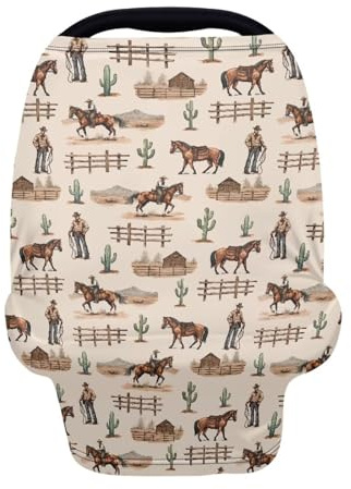 Belidome Western Cowboy Baby Stuff - Bufanda de lactancia para lactancia, funda para asiento de coche, suave, transpirable y ligera