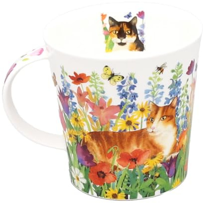 Dunoon Caingorm Tasse aus feinem Knochenporzellan, Katzen-Motiv, 0,48 l, Schildpatt