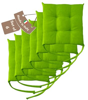 Il Tuo Artigiano Design 6 Stuhlkissen im Set, 40 x 40 cm 6 cm dick, Polsterung aus Schaumstoff und weichem Acryl, Sitzkissen Stuhl 6er Set, Stuhlkissen Outdoor 40x40 (6, Apfelgrün)