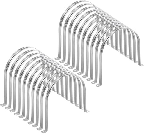 sourcing map 20pcs 7 7/8 Inch 200mm Conduit Clamps, M200 U Tube Pipe Clamp | Stainless Steel,Rigid Pipe Strap, U Shaped Bracket with Two Hole for Pipe Tube Hose Wire Cord Fixing