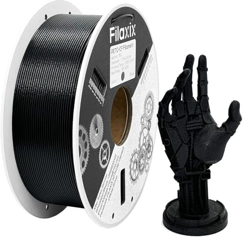 Kohlefaser-PETG-Filament 1,75 mm, PETG CF 3D-Druckerfilament, kompatibel mit, Bambu LAB, QIDI MAX3, Prusa MK4, FLASHFORGE Adventurer 5M 3D-Drucker, 1 kg,Schwarz