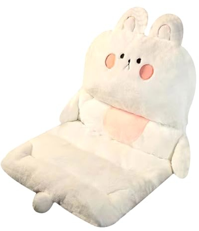 Plush Chair Cushions Cute Settee Cushions Cartoon Car Cushion Floor Chair with Back Support Garden Chair Cushions with Backs Back Cushion for Chair Cuddle Cushion for Office Car Wheelchair (white)