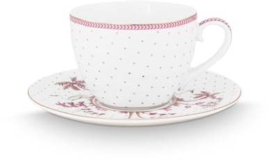 Pip Studio Jolie Dots Gold Pink Tasse mit Untertasse 280ml