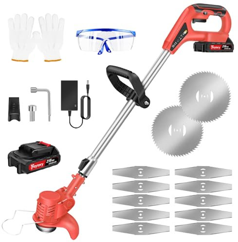 4 in 1 Cordless Grass Trimmer Lawn Trimmer with 84-120cm Telescopic Pole, Multitool Weed Wacker with 2x1500mAh, Adjustable Handle and 90°Rotatable Electric Weed Trimmer for Garden/Grass/Flower/Trees