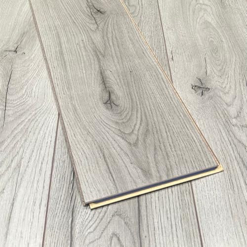 8mm Laminate Flooring Century Grey Oak - Light Grey Plank Effect - Luxury Laminate - Click Installation - Sold Per 2.131m2 Pack