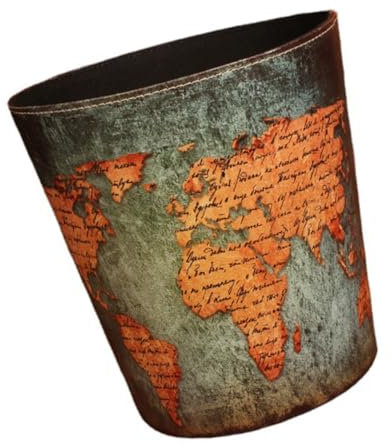 FUNNETOYU Papelera Superficie Inglés Estilo Lisa y Dormitorio Cubo de Basura Retro de Cuero Pu Gran Apertura Elegante y Funcional Lavandería