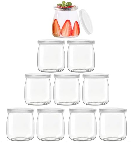MITUMORMOR 10er Joghurtgläser mit Deckel, 100 ml Gläser Durchsichtige Dessertgläser Glas, Mehrzweck-Nachtischgläser, Kleine Joghurtgläser für Joghurt, Nachtisch, Pudding, Marmelade, BPA-Frei