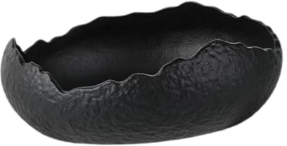 YWJLQH Ciotola Da Portata in Ceramica Ciotola Insalata Ciotola Zuppa Ciotola Dessert Dalla Forma Irregolare per Servire Dolci Zuppe Insalate Adatta, Nero, Piatto