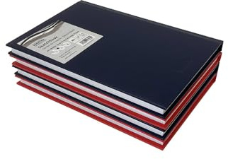 Seawhite - A5 Hardback Sketchbooks, Navy Blue and Red - Pack of 4-92 Pages - 140gsm Seawhite Cartridge Paper