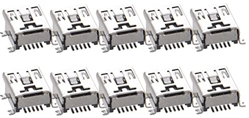 ISTOVO 10 Pcs Mini USB Type B Female Port 5-Pin 180 Degree SMD SMT PCB Jack Socket