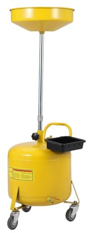 Garvee Réservoir de vidange d'huile usée Portable 8 gallons - Pneumatique, Entonnoir réglable 28-62 - roulettes pivotantes 360° - Collecteur de fluides, boîte à Outils intégrée - Jaune - 8 Gallon