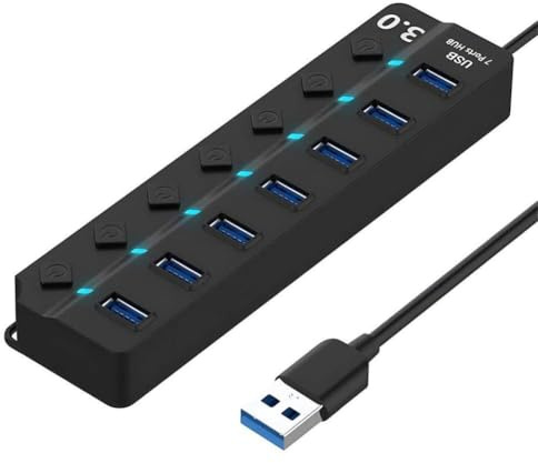 QdLmvpSDo USB Hub 3.0 2.0 USB Splitter 7 IN 1 USB Adapter Multi Hub Independent Switch Dock Desktop Laptop Accessories 30cm
