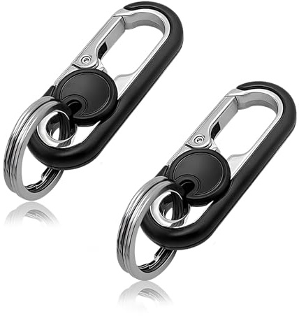 MNYXIS 2 Pezzi Portachiavi Auto, Moschettone Multifunzione con 4 Portachiavi, Gancio Casa/Moto, in Metallo per Uso Personale o Come Regalo, Regali Aziendali